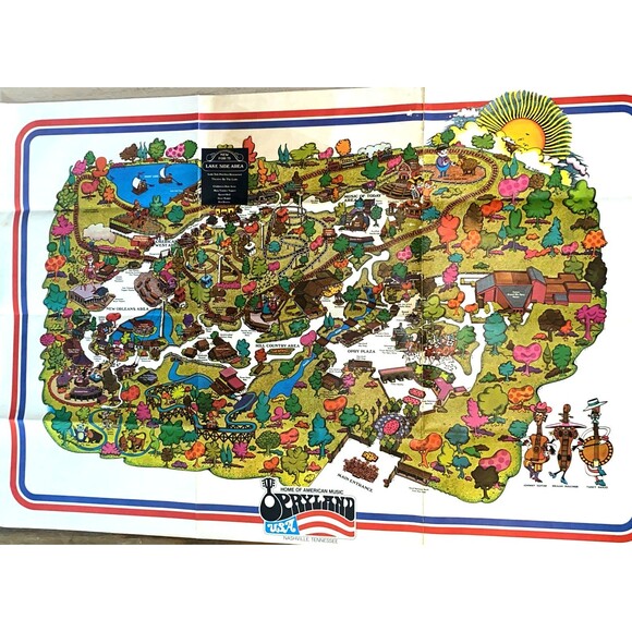 opryland Other - 1973 Opryland Theme Park Souvenir Map Rare Excellent Shape - 52 Years Old